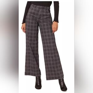 Democracy Ab Solution Skyrise Wide Leg Plaid Women's Pants